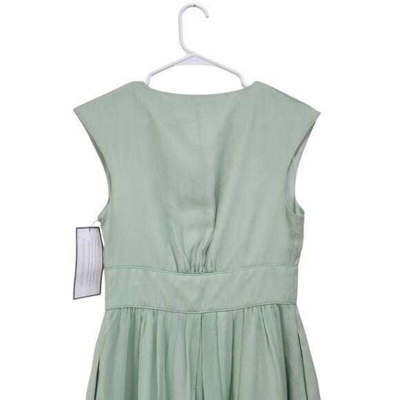 J.Crew Pleated Sleeveless Fit & Flare Dress With Pockets Lime Green Size 4 - Picture 8 of 9